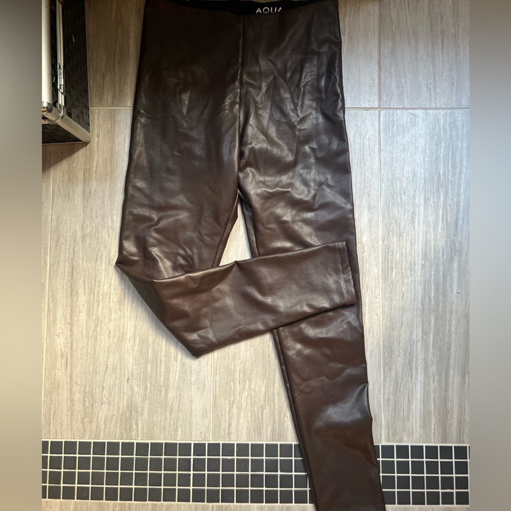 Aqua faux leather leggings